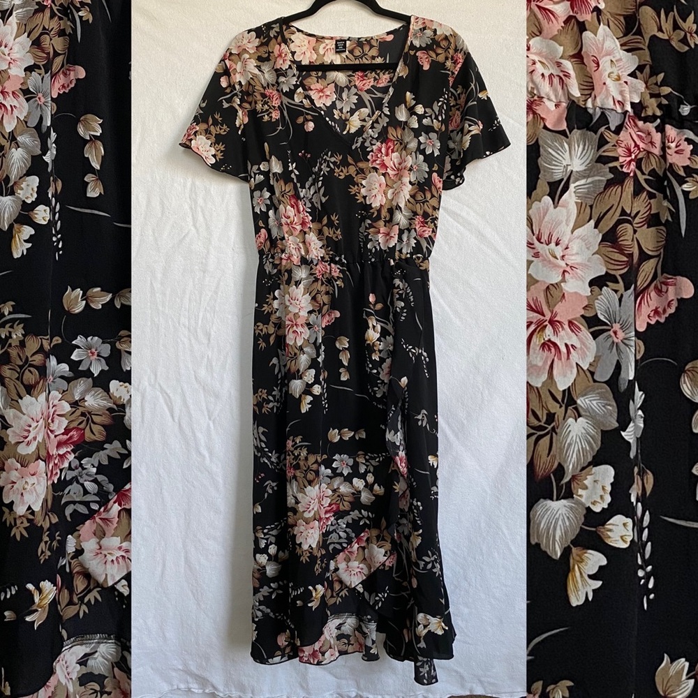 Floral Faux Wrap SHEIN dress, 2XL